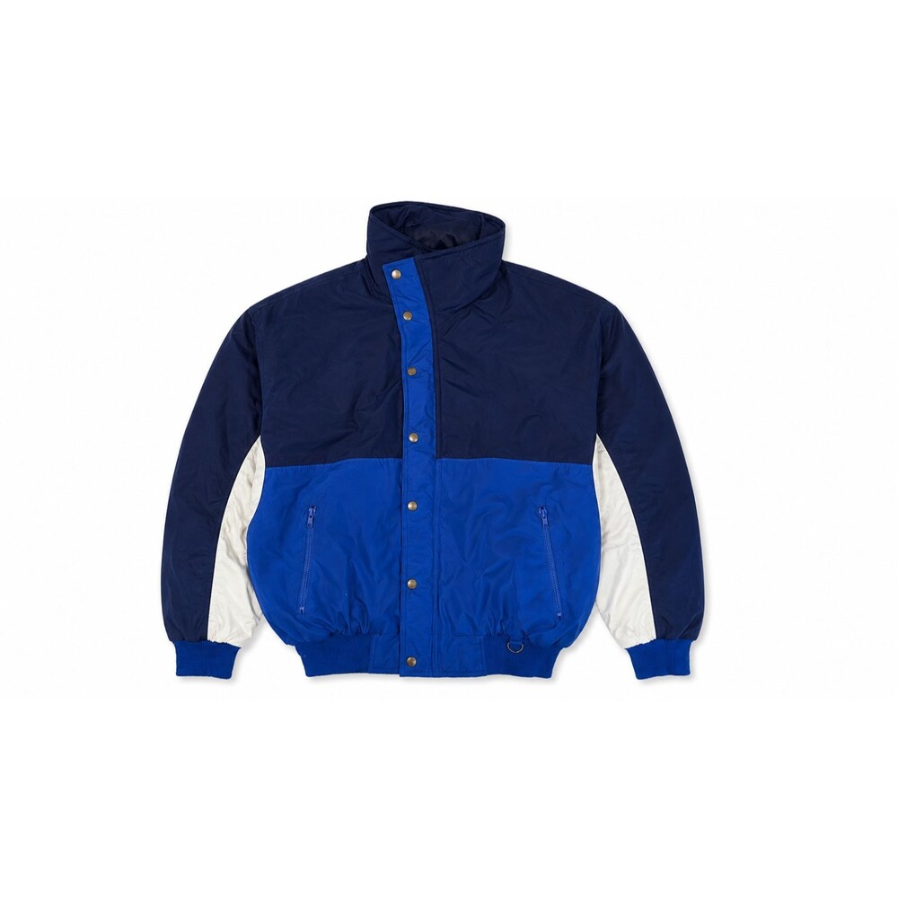 Vintage Weather Breaker Jacket Mens L Blue Colorblock Puffer Bomber Insulated